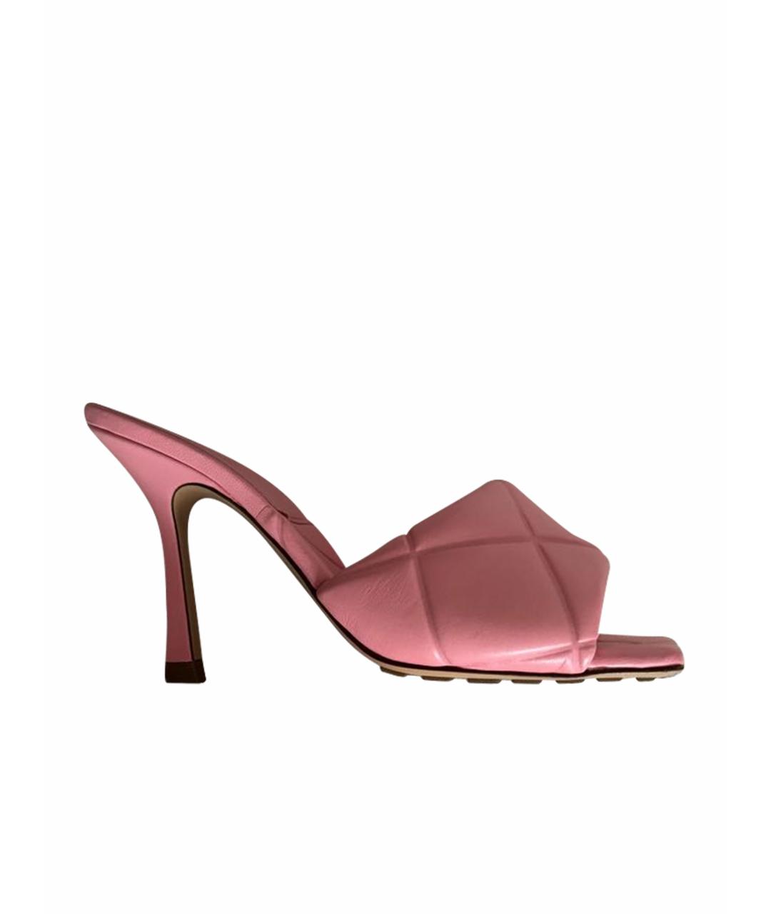 BOTTEGA VENETA Розовые кожаные мюли, фото 1