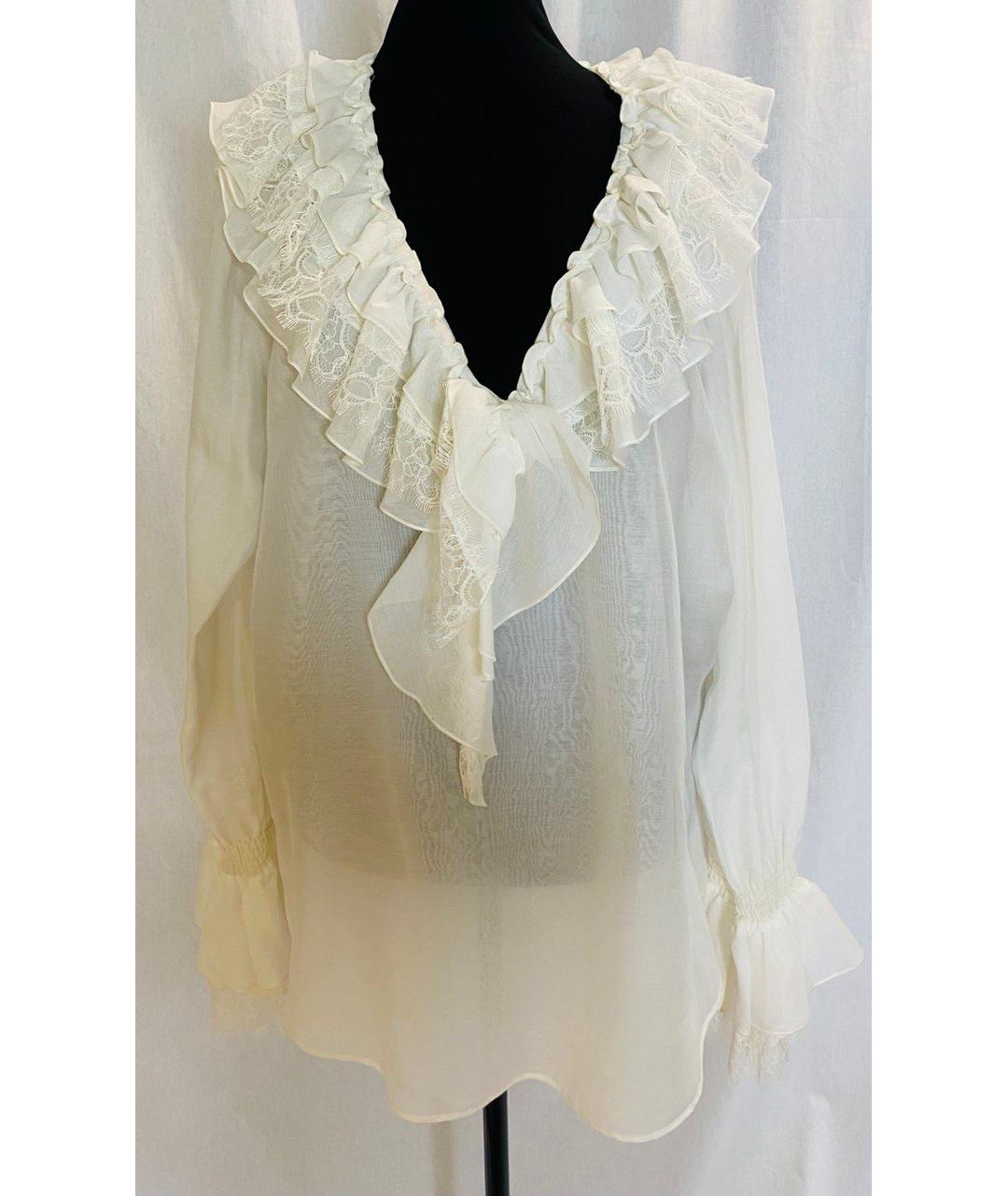 BLUMARINE Белая шелковая блузы, фото 10