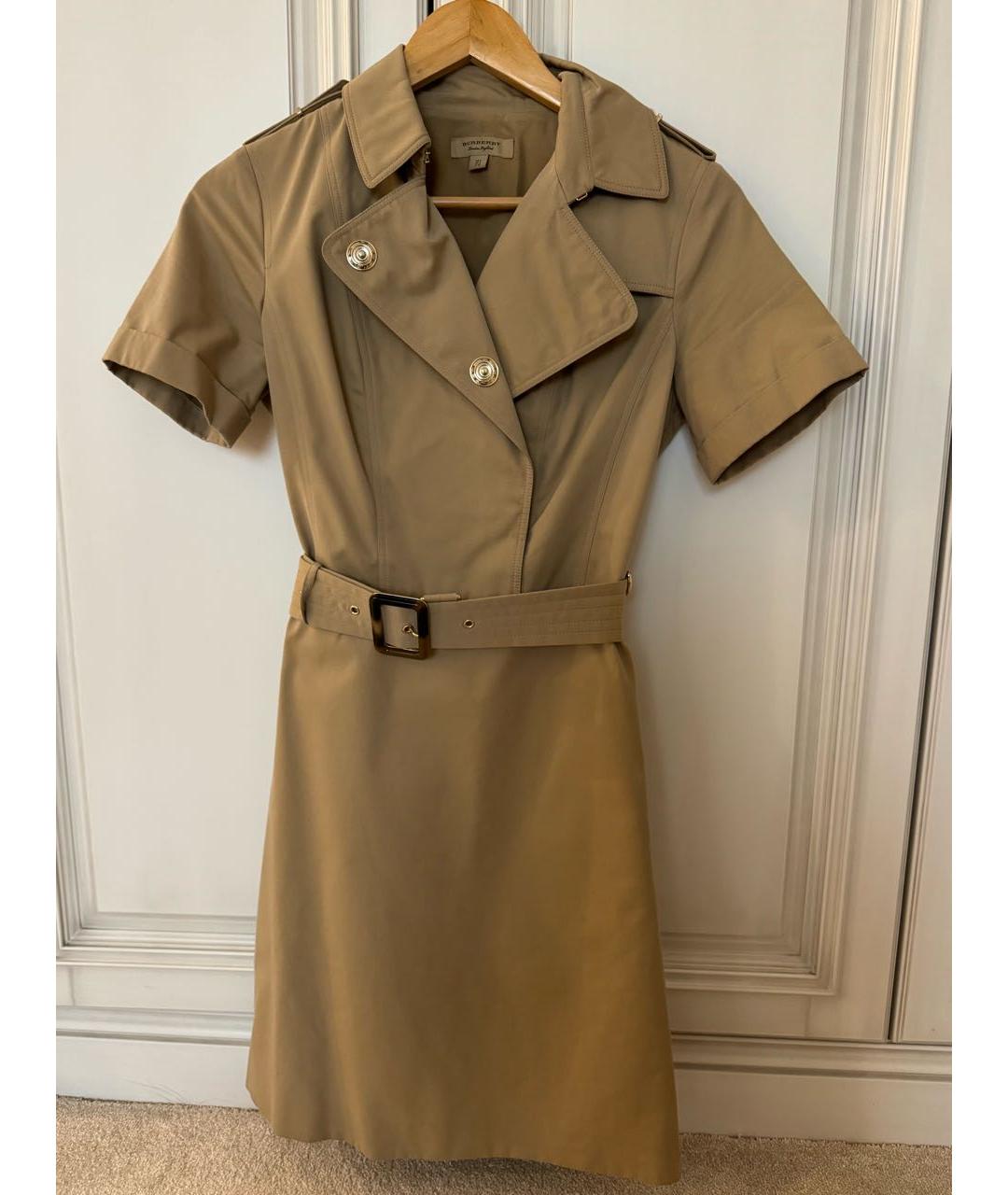 BURBERRY Бежевое хлопковое повседневное платье, фото 5
