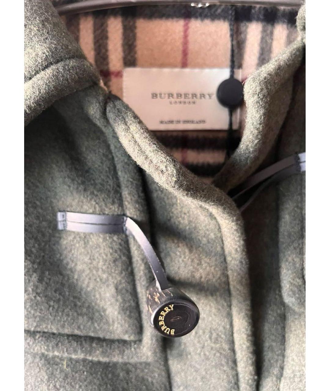 BURBERRY Хаки шерстяное пальто, фото 3
