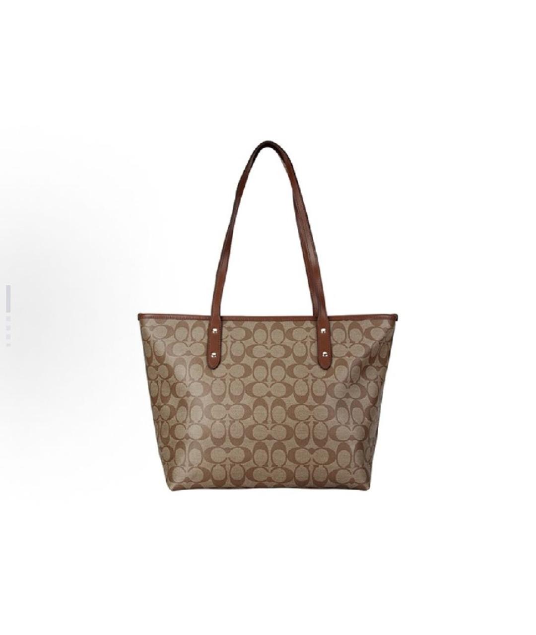COACH Коричневая кожаная сумка тоут, фото 3