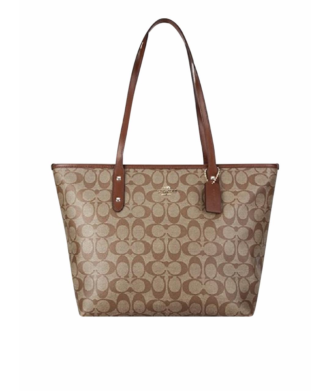 COACH Коричневая кожаная сумка тоут, фото 1