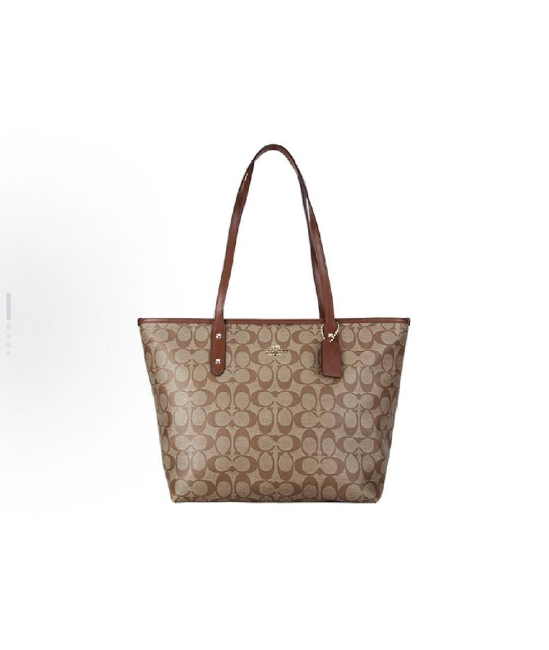 COACH Коричневая кожаная сумка тоут, фото 4