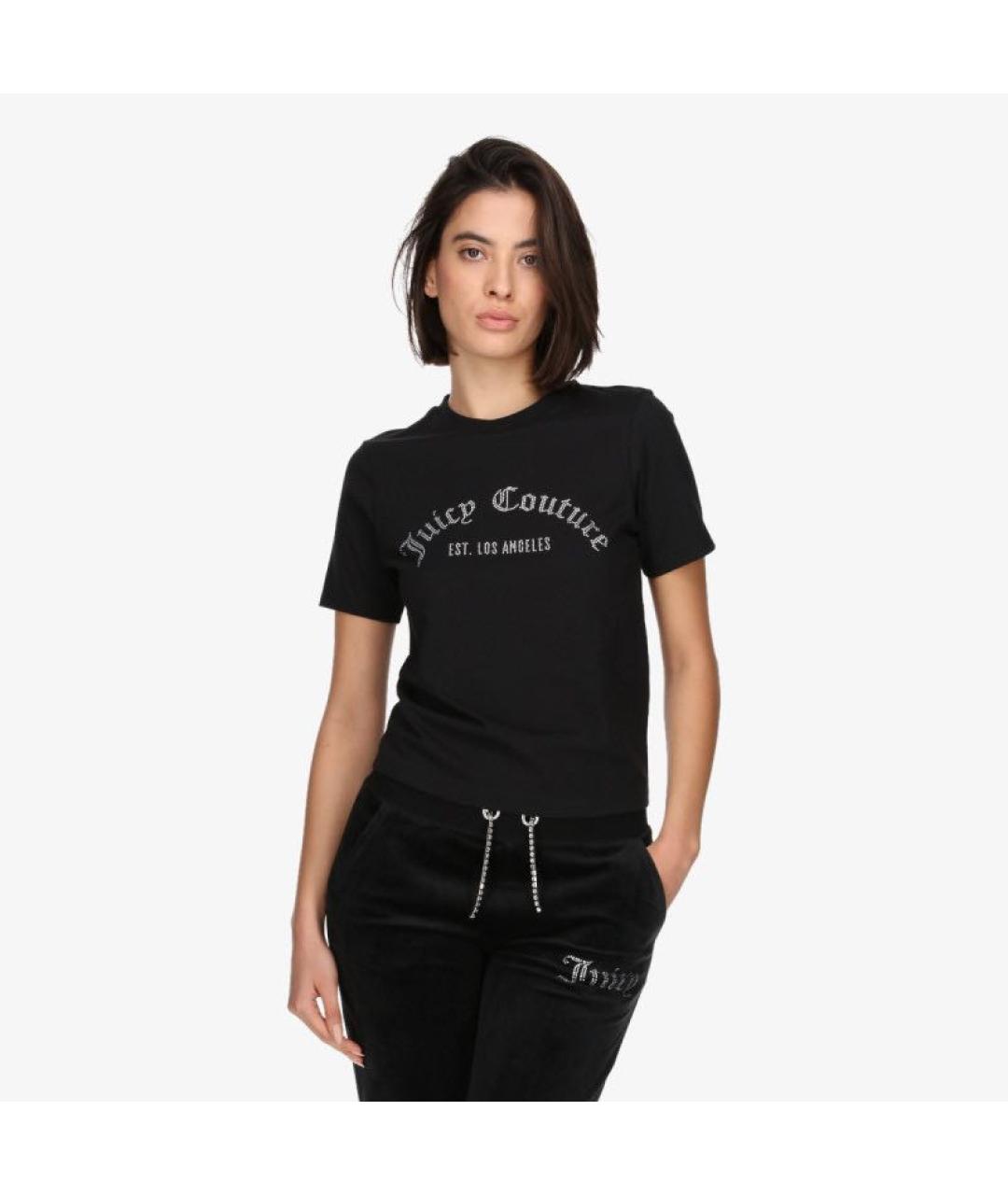 JUICY COUTURE Черная хлопковая футболка, фото 4