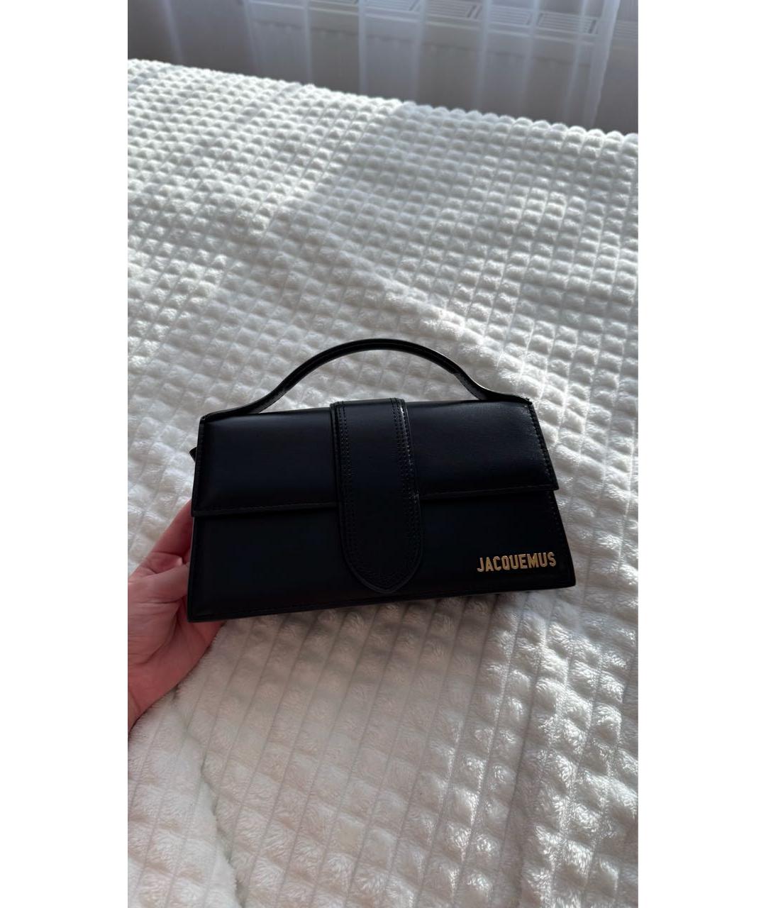 JACQUEMUS Черная кожаная сумка с короткими ручками, фото 7