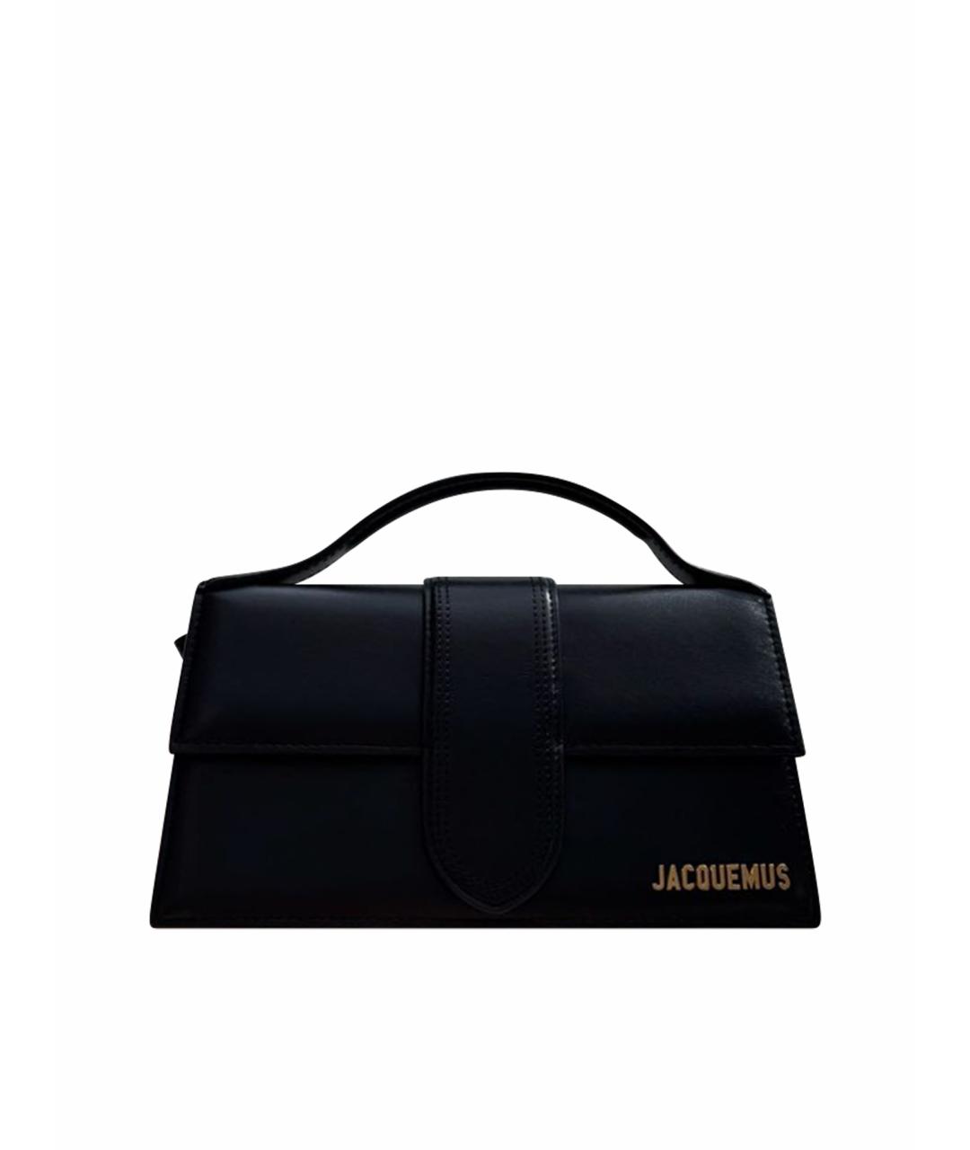 JACQUEMUS Черная кожаная сумка с короткими ручками, фото 1