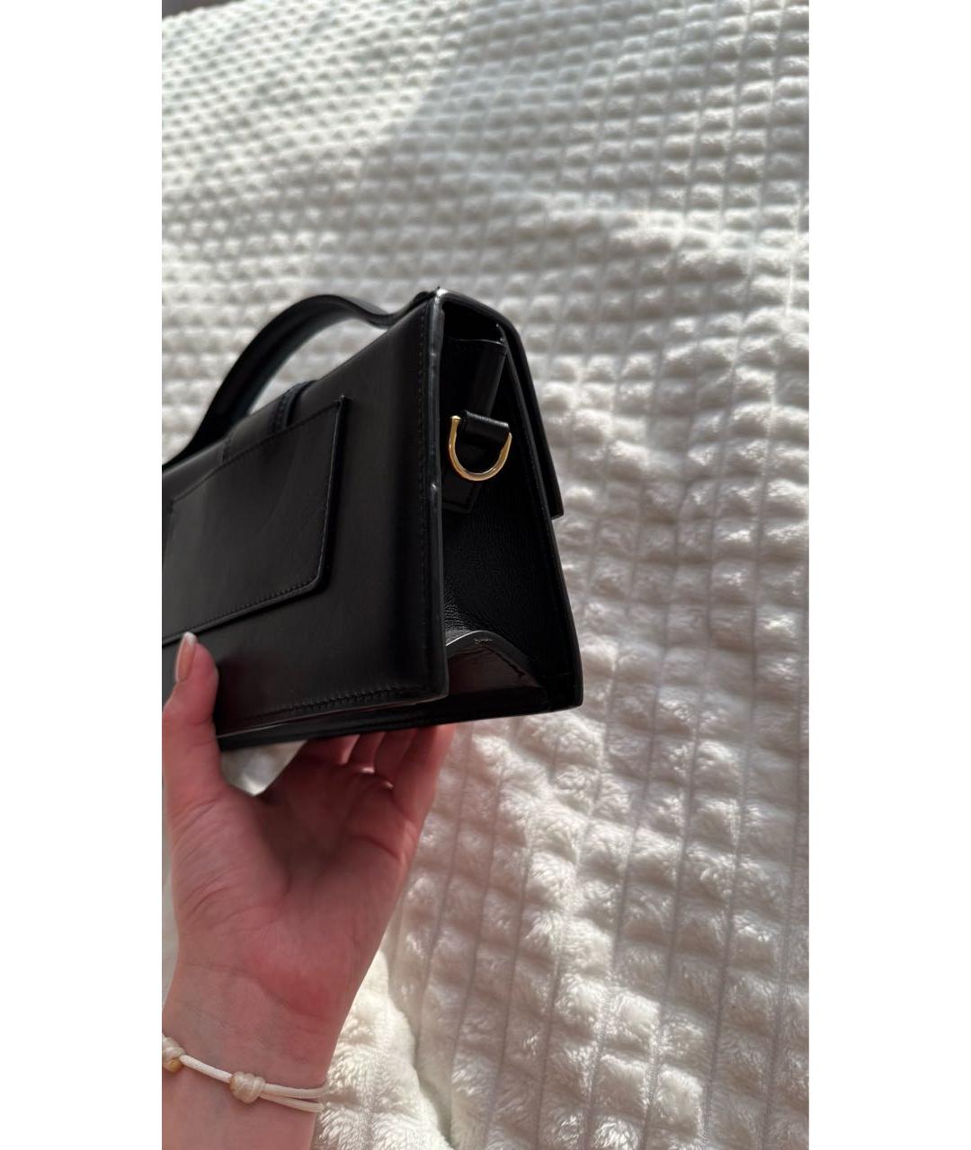 JACQUEMUS Черная кожаная сумка с короткими ручками, фото 5