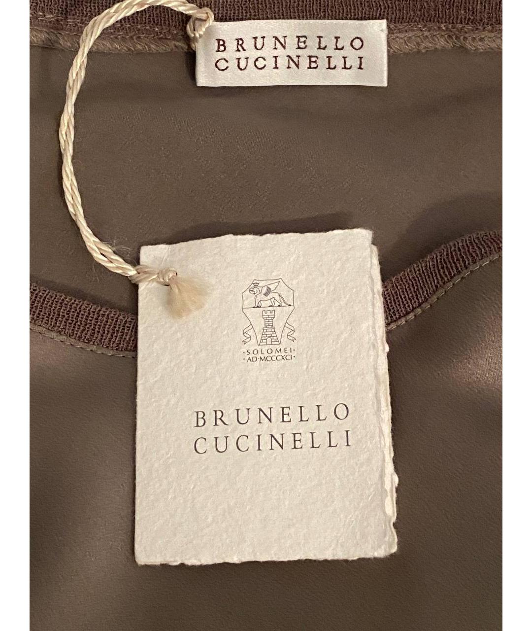 BRUNELLO CUCINELLI Золотая шелковая блузы, фото 5