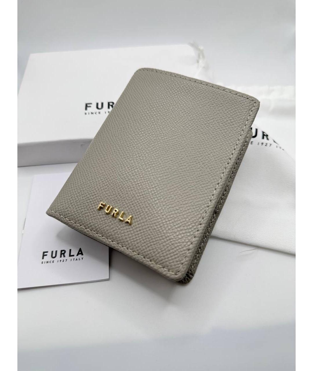 FURLA Серый кожаный кошелек, фото 5