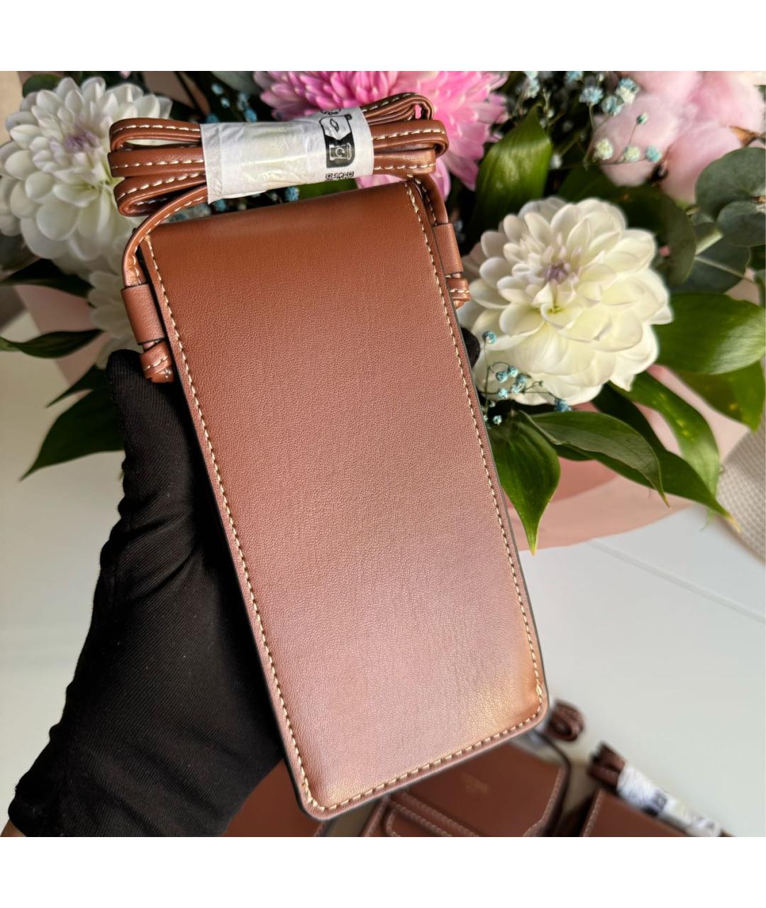CELINE Коричневая сумка через плечо из искусственной кожи, фото 4