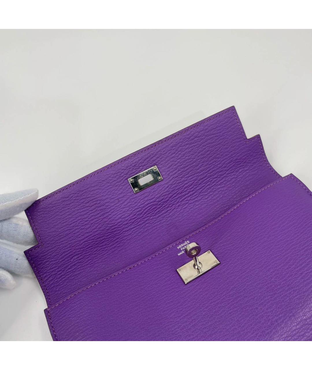 HERMES Фиолетовый кошелек, фото 6
