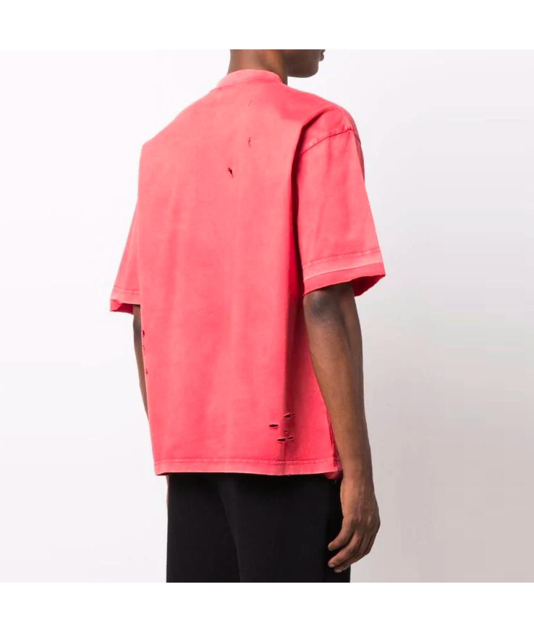 BALENCIAGA Коралловая хлопковая футболка, фото 4