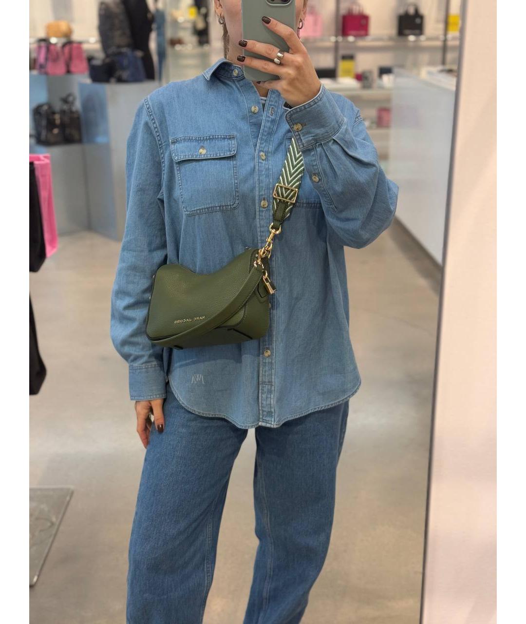 MARC JACOBS Хаки кожаная сумка с короткими ручками, фото 8