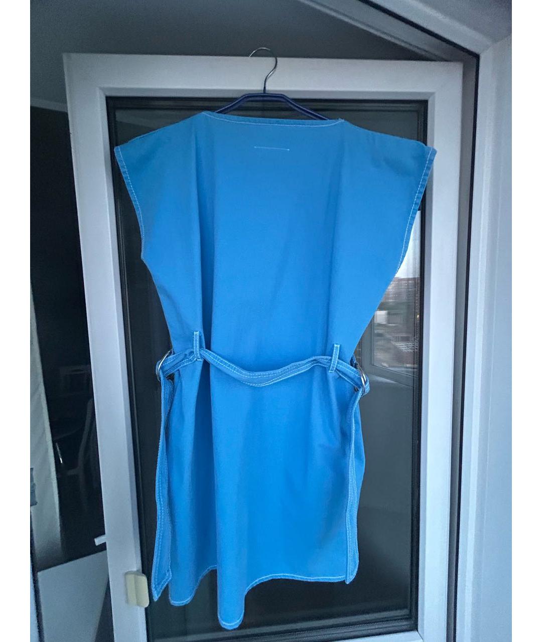MM6 MAISON MARGIELA Голубое хлопковое повседневное платье, фото 6