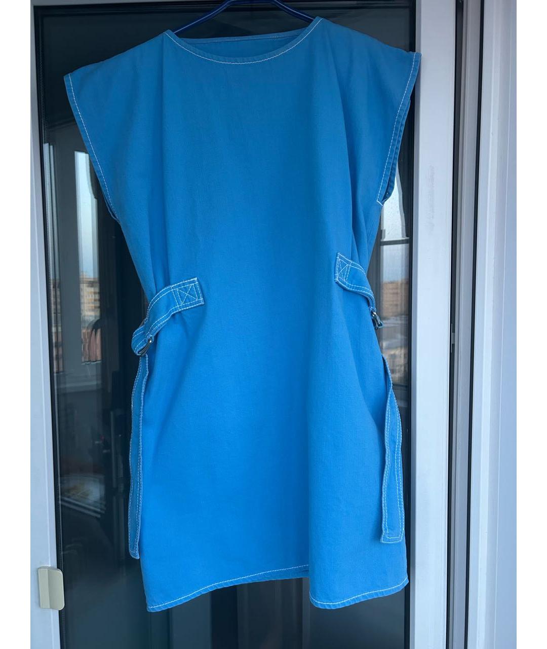 MM6 MAISON MARGIELA Голубое хлопковое повседневное платье, фото 5