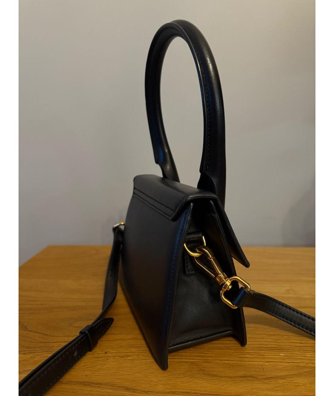 JACQUEMUS Черная кожаная сумка с короткими ручками, фото 3