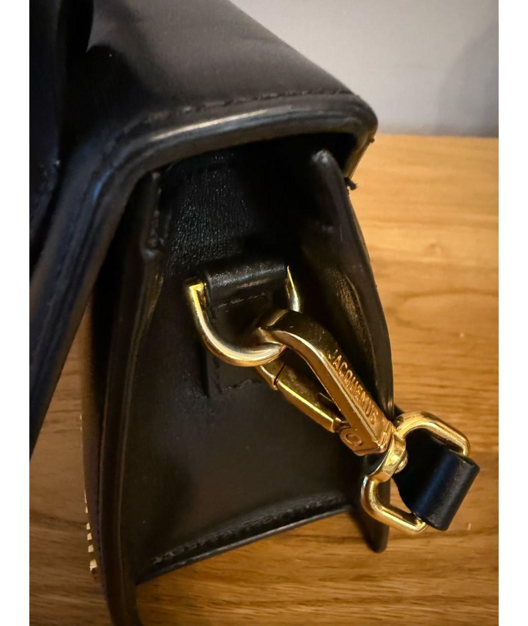 JACQUEMUS Черная кожаная сумка с короткими ручками, фото 7