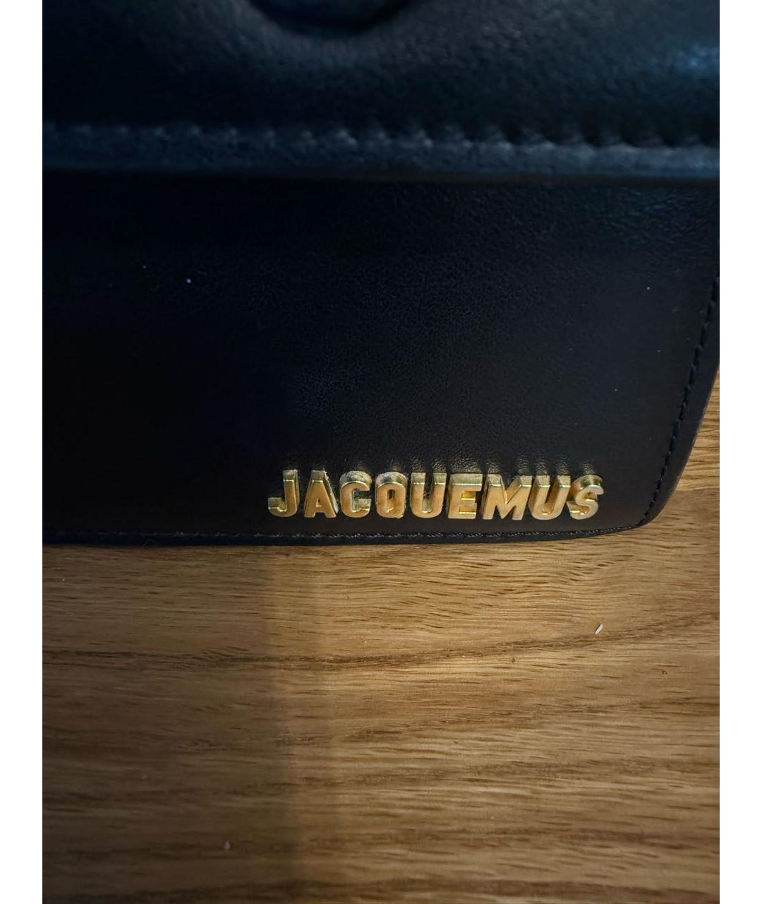 JACQUEMUS Черная кожаная сумка с короткими ручками, фото 8