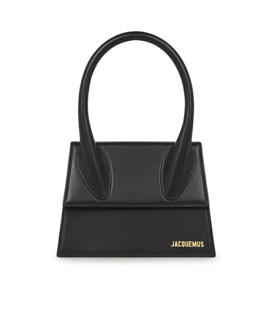 JACQUEMUS Черная кожаная сумка с короткими ручками, фото 1