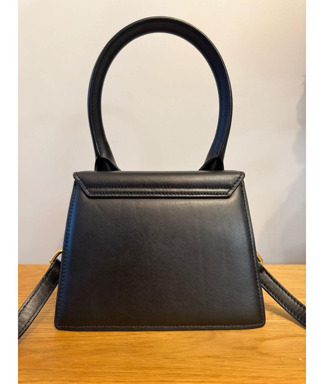 JACQUEMUS Черная кожаная сумка с короткими ручками, фото 4