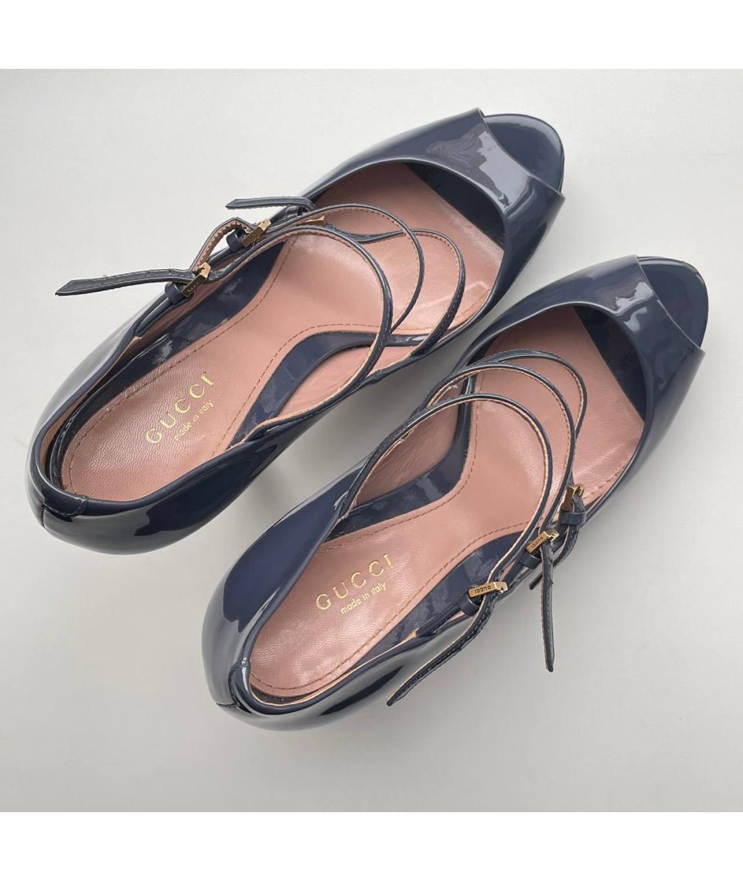GUCCI Синие туфли из лакированной кожи, фото 4