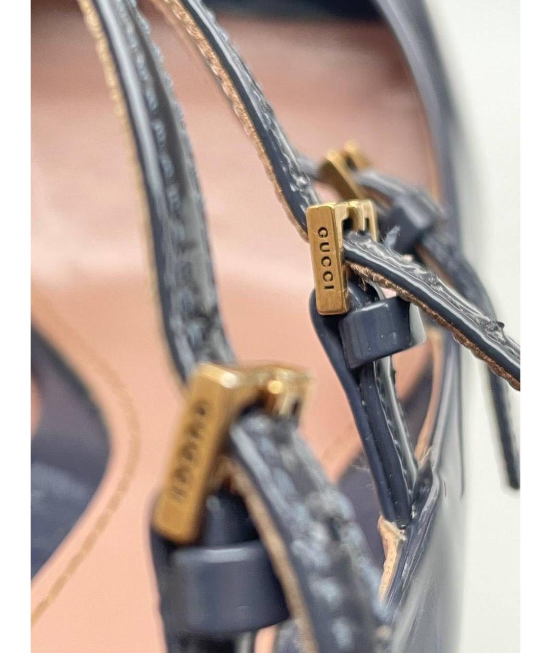 GUCCI Синие туфли из лакированной кожи, фото 5