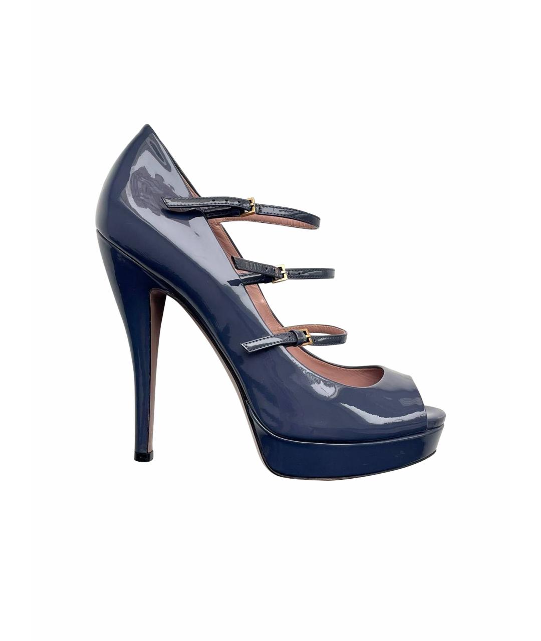 GUCCI Синие туфли из лакированной кожи, фото 1