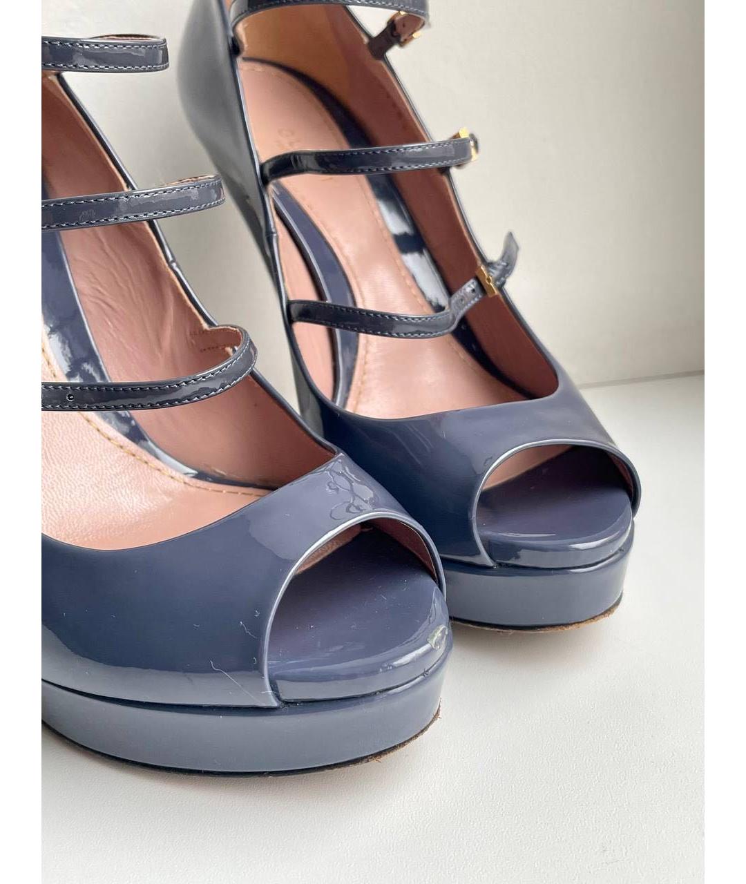 GUCCI Синие туфли из лакированной кожи, фото 2