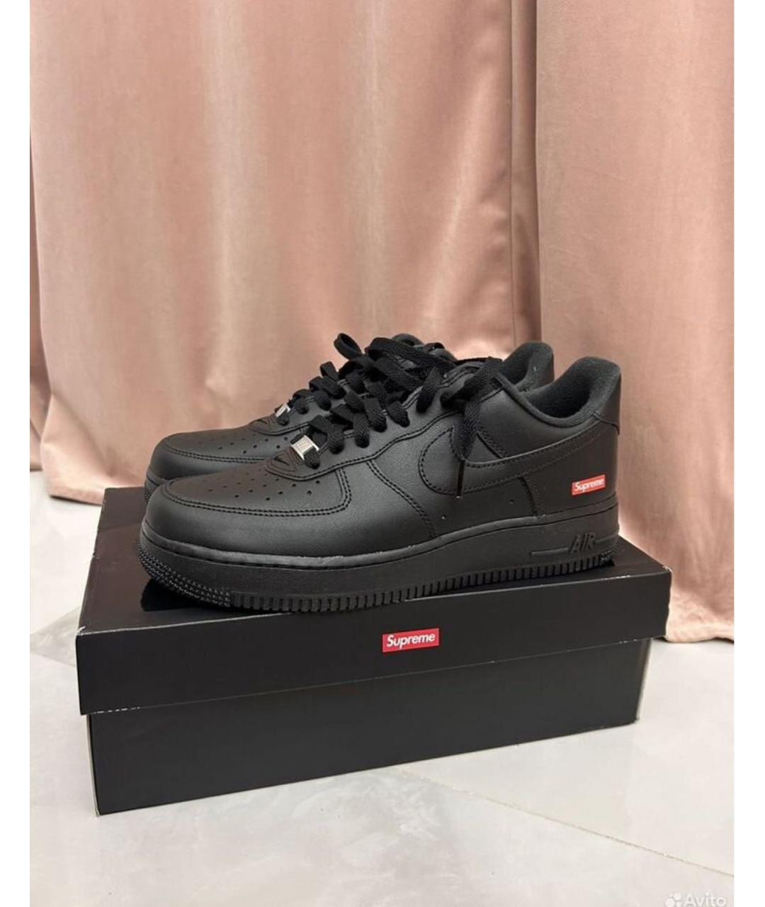 NIKE Черные кожаные низкие кроссовки / кеды, фото 2