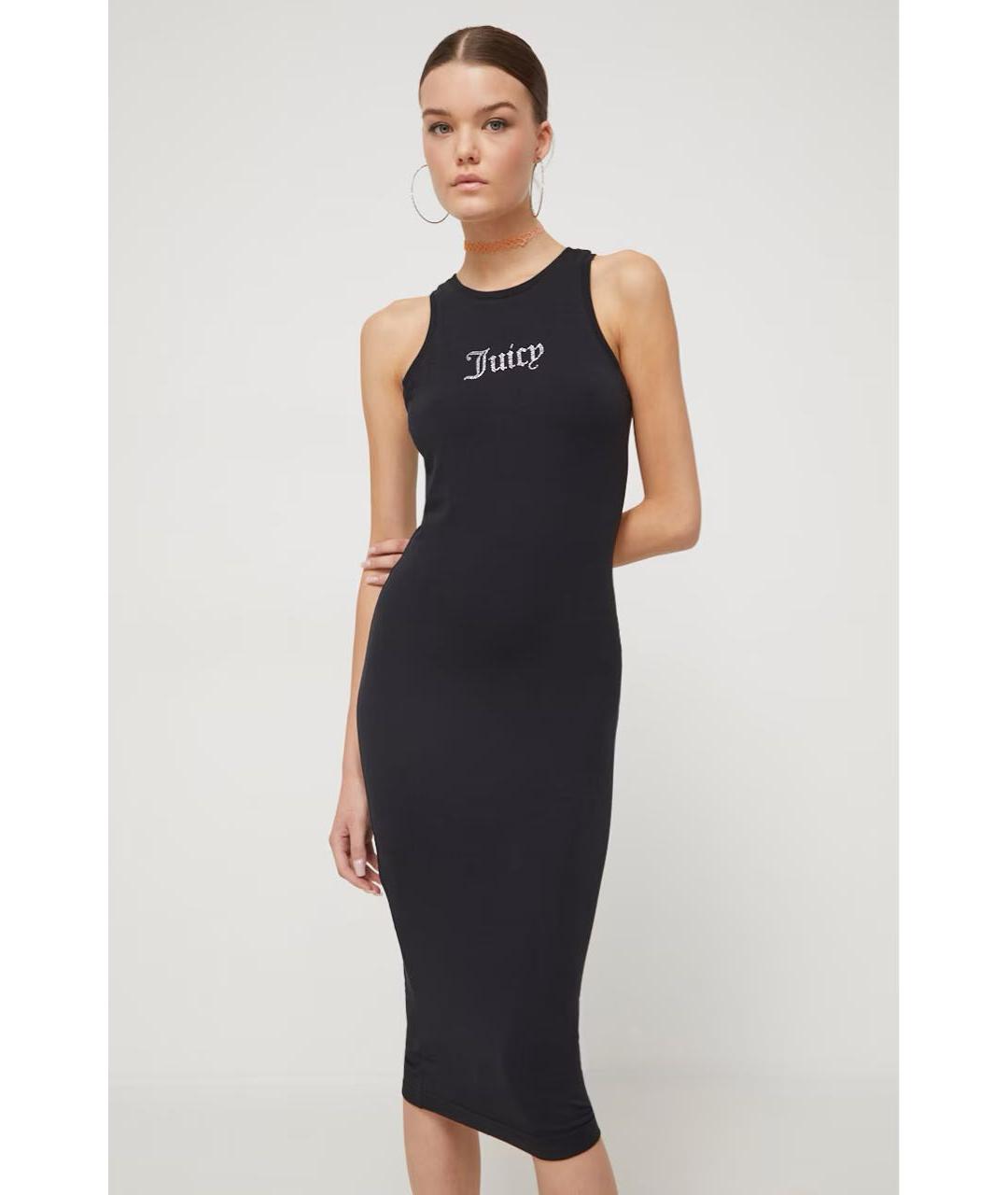 JUICY COUTURE Черное хлопко-эластановое повседневное платье, фото 3