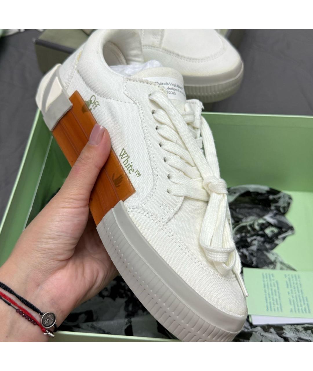 OFF-WHITE Белые текстильные кеды, фото 5