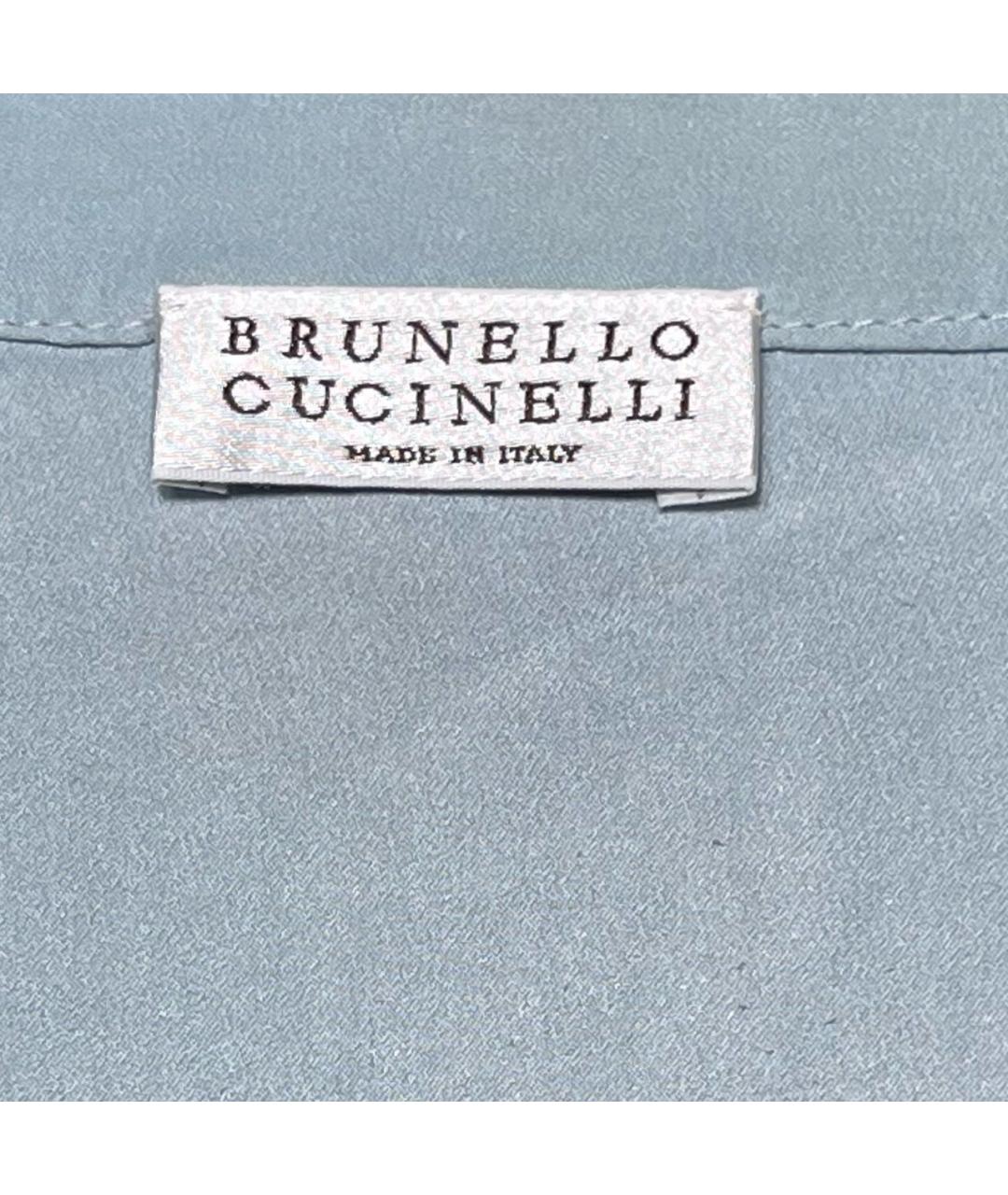BRUNELLO CUCINELLI Голубое шелковое коктейльное платье, фото 3