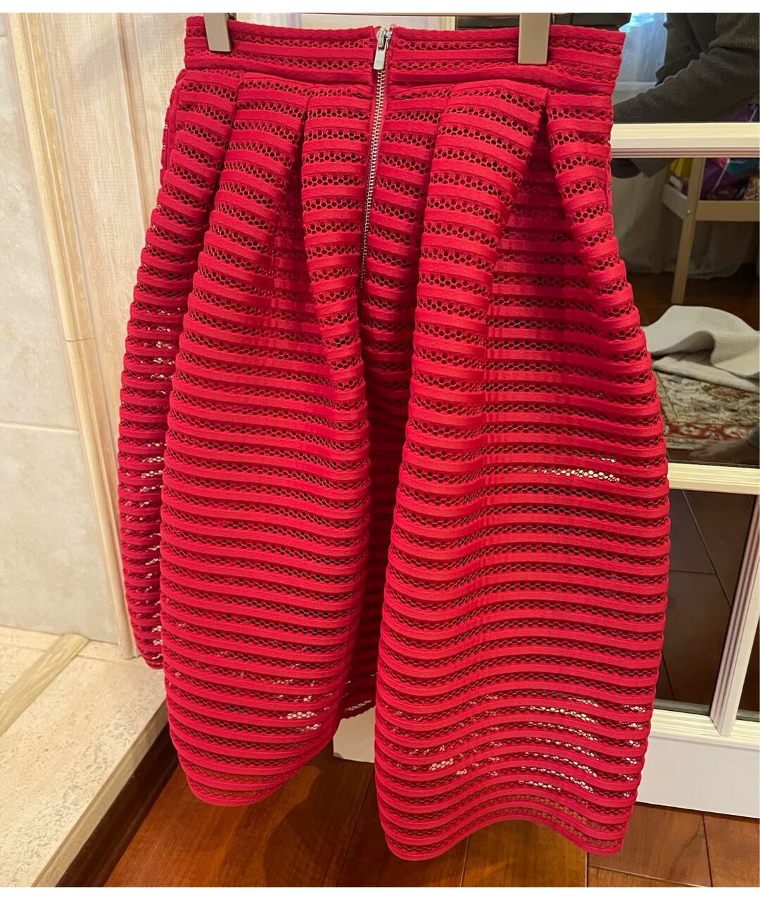 MAJE Красная вискозная юбка миди, фото 2
