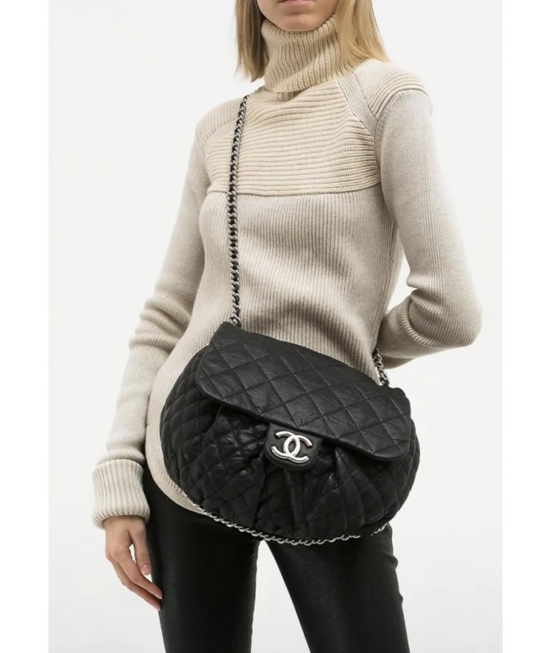 CHANEL Черная кожаная сумка через плечо, фото 6