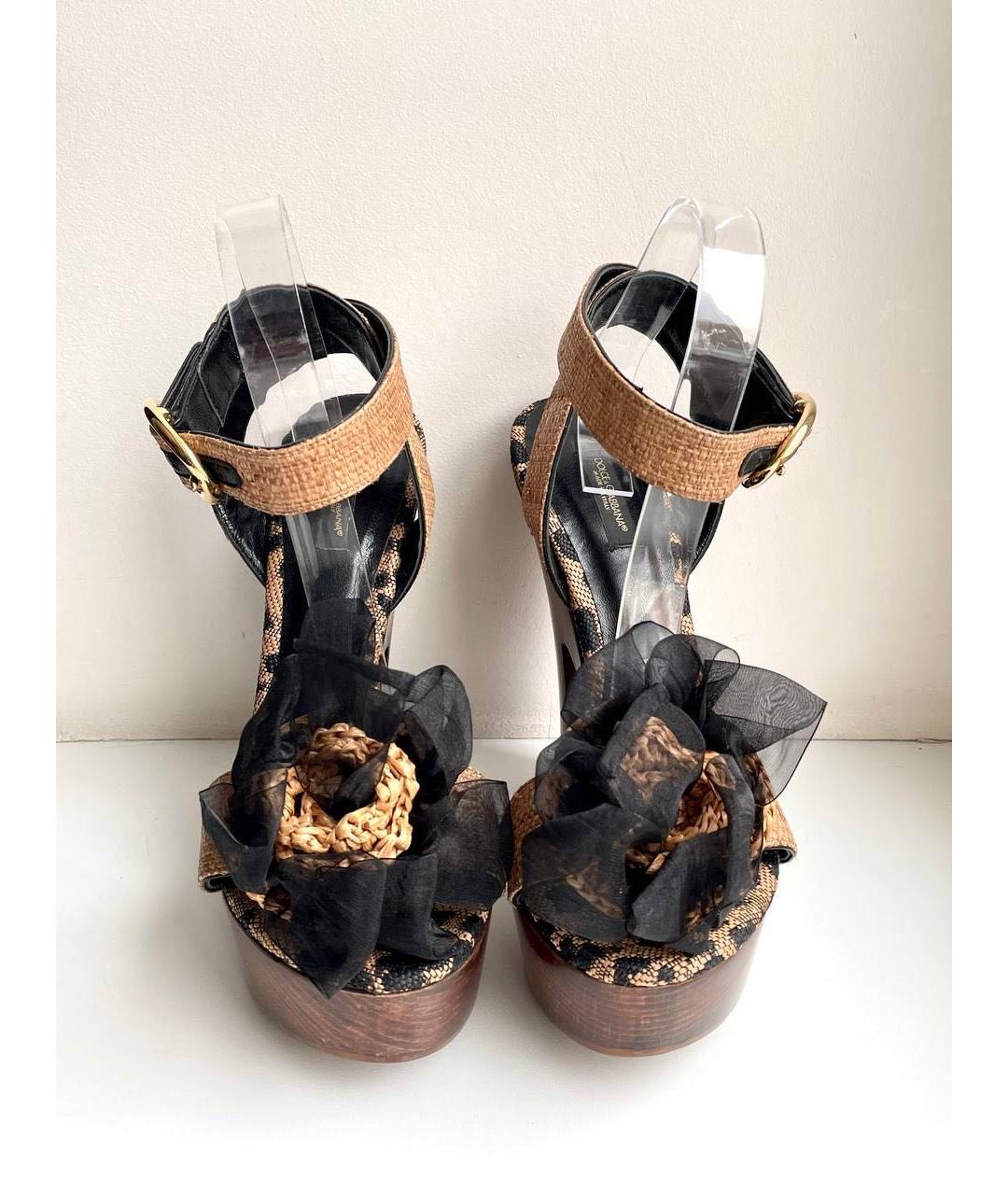 DOLCE&GABBANA Коричневые текстильные босоножки, фото 3