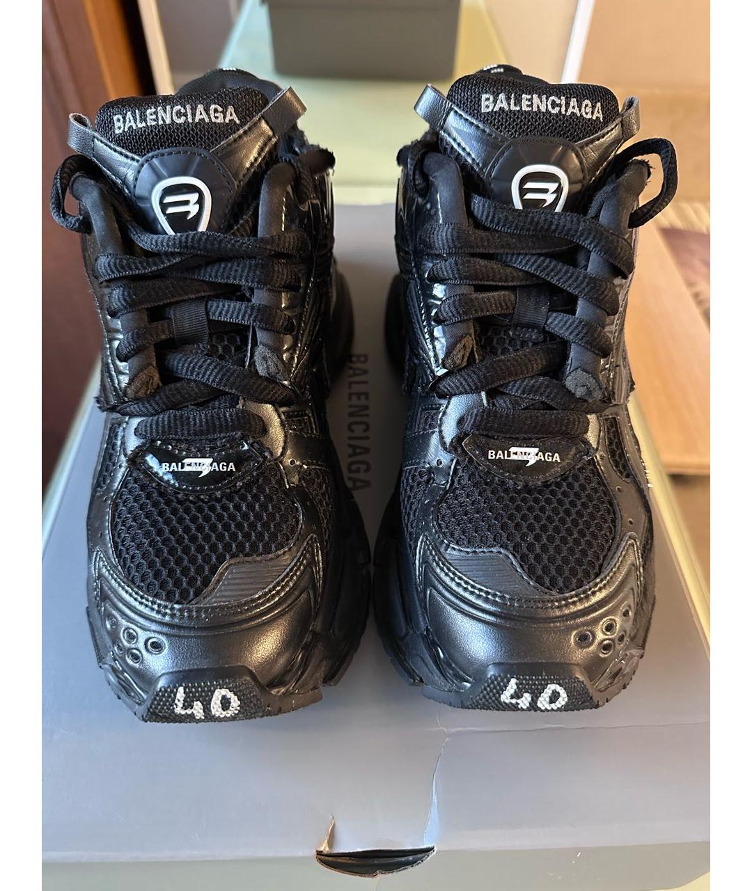 BALENCIAGA Черные текстильные низкие кроссовки / кеды, фото 2