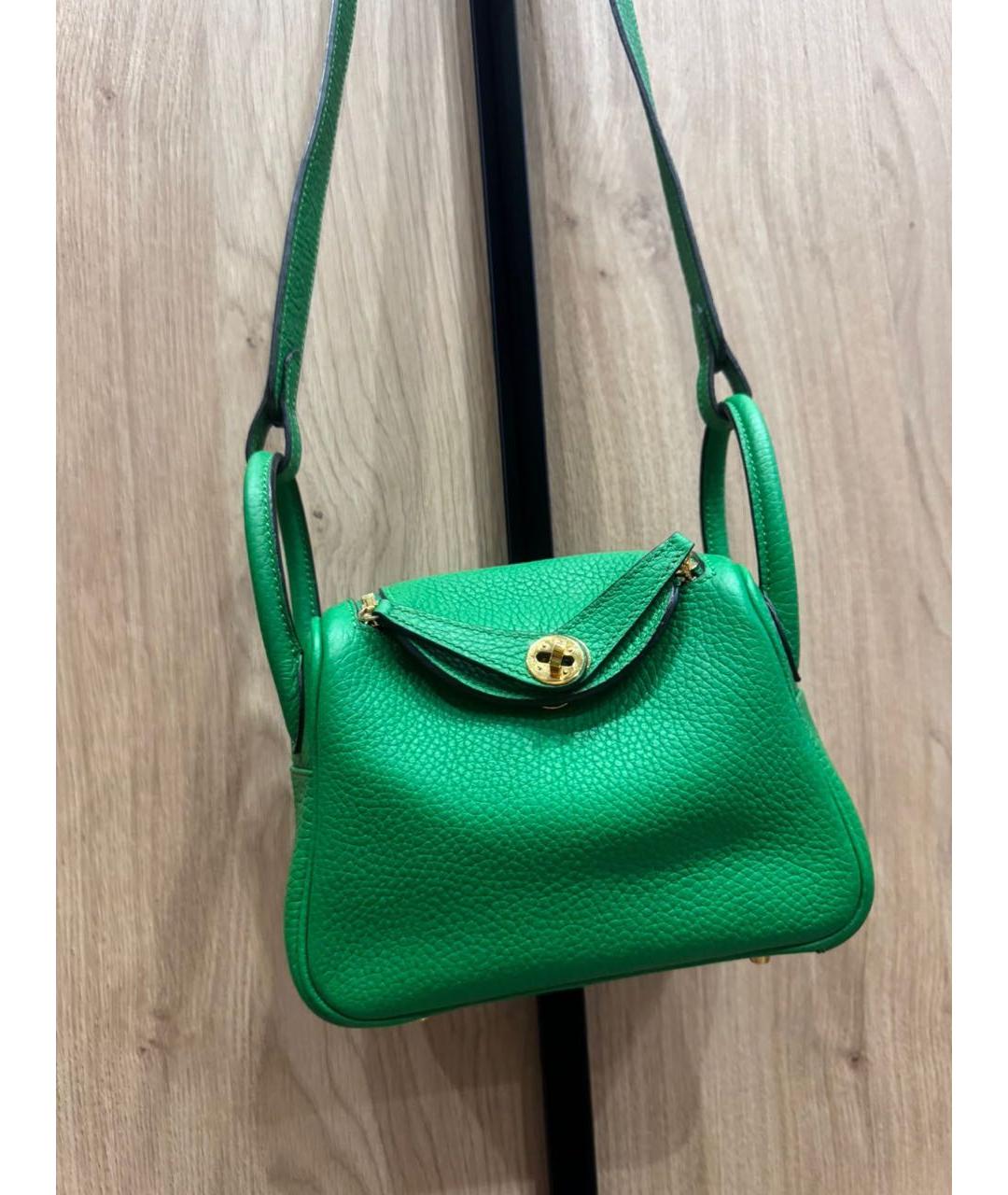 HERMES Зеленая кожаная сумка через плечо, фото 5