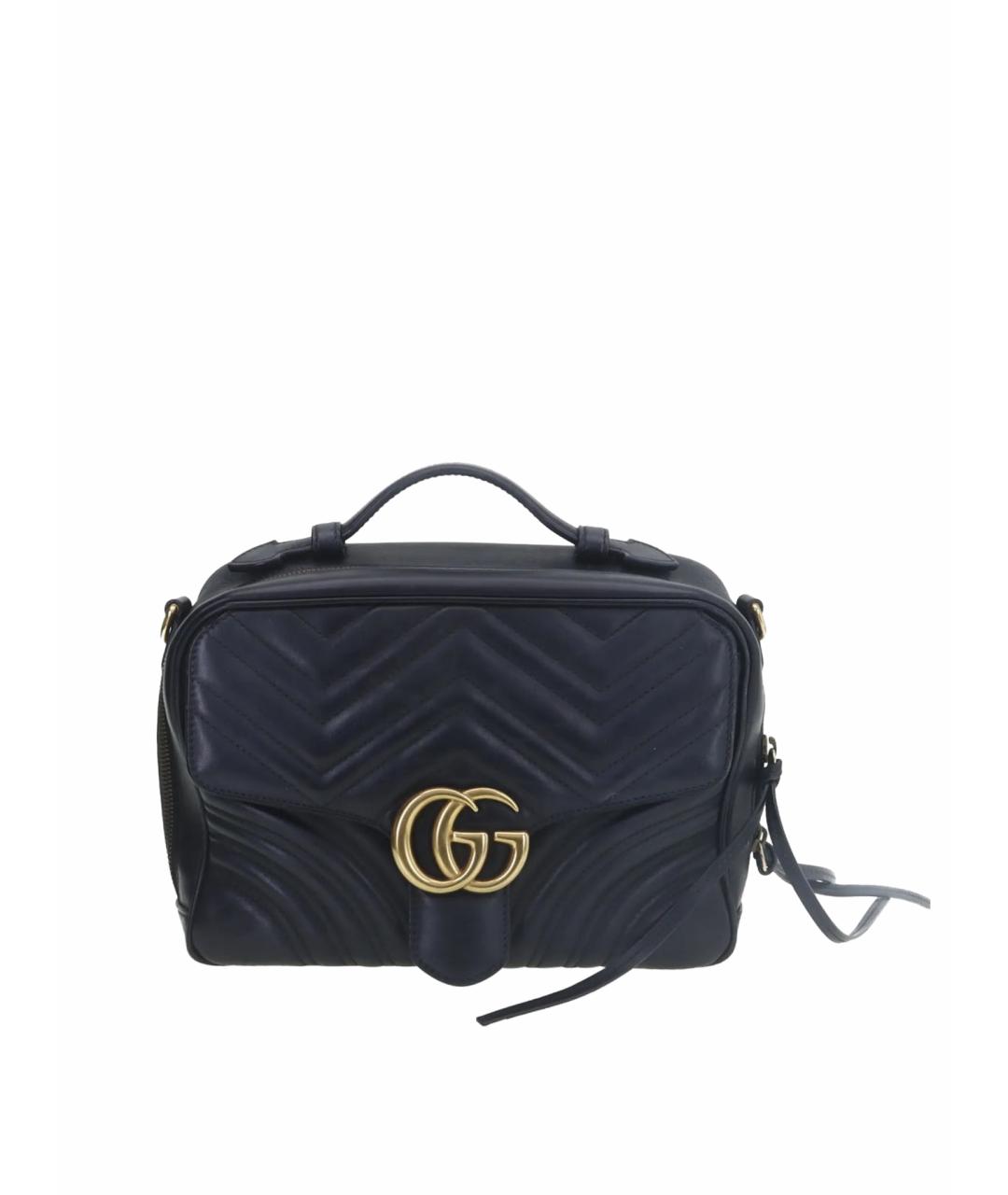 GUCCI Черная кожаная сумка с короткими ручками, фото 1