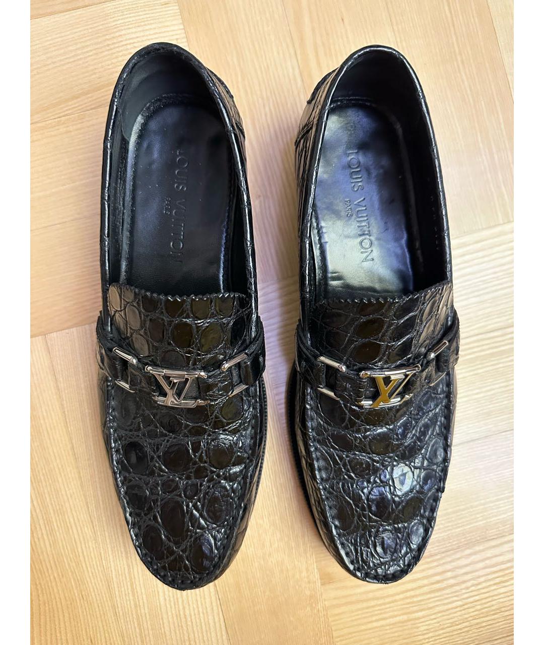 LOUIS VUITTON Черные лоферы из экзотической кожи, фото 3