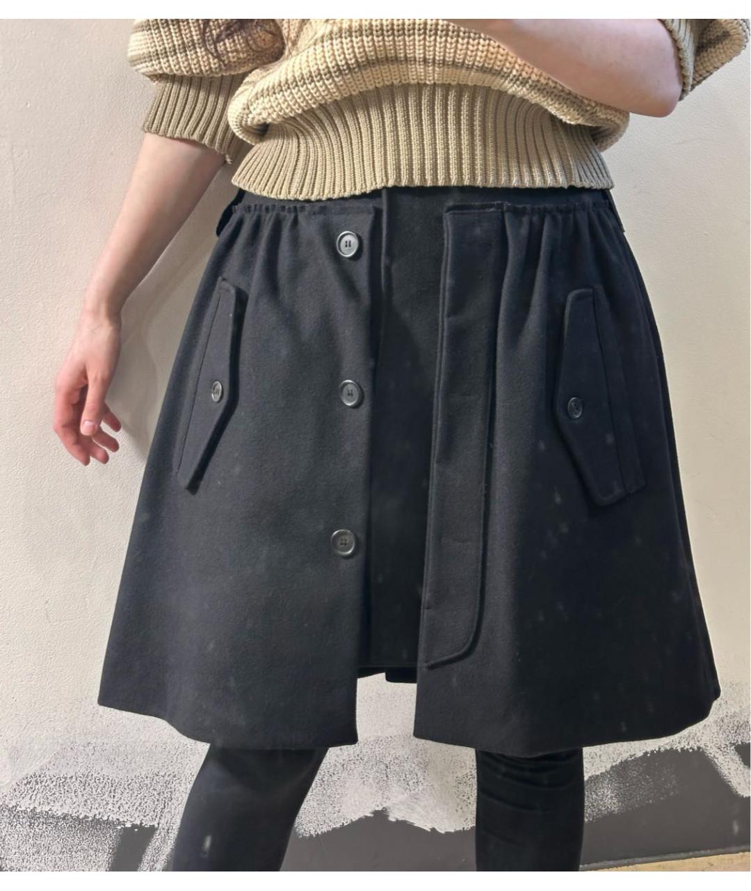 MIU MIU Черная шерстяная юбка миди, фото 4