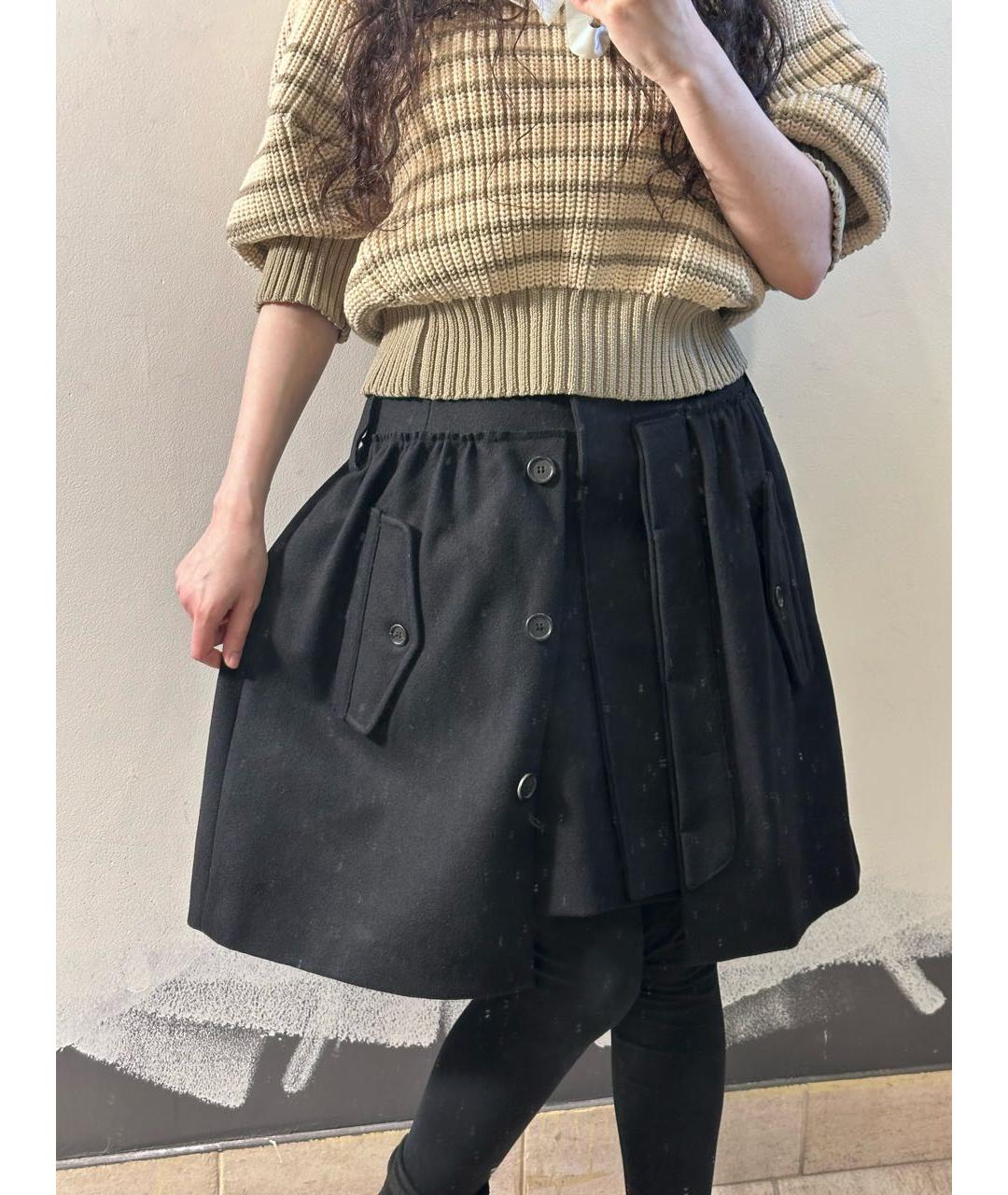 MIU MIU Черная шерстяная юбка миди, фото 3