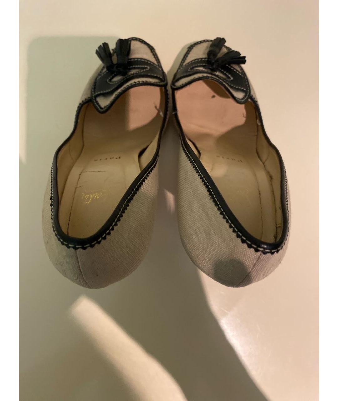 CHRISTIAN LOUBOUTIN Бежевые текстильные туфли, фото 3
