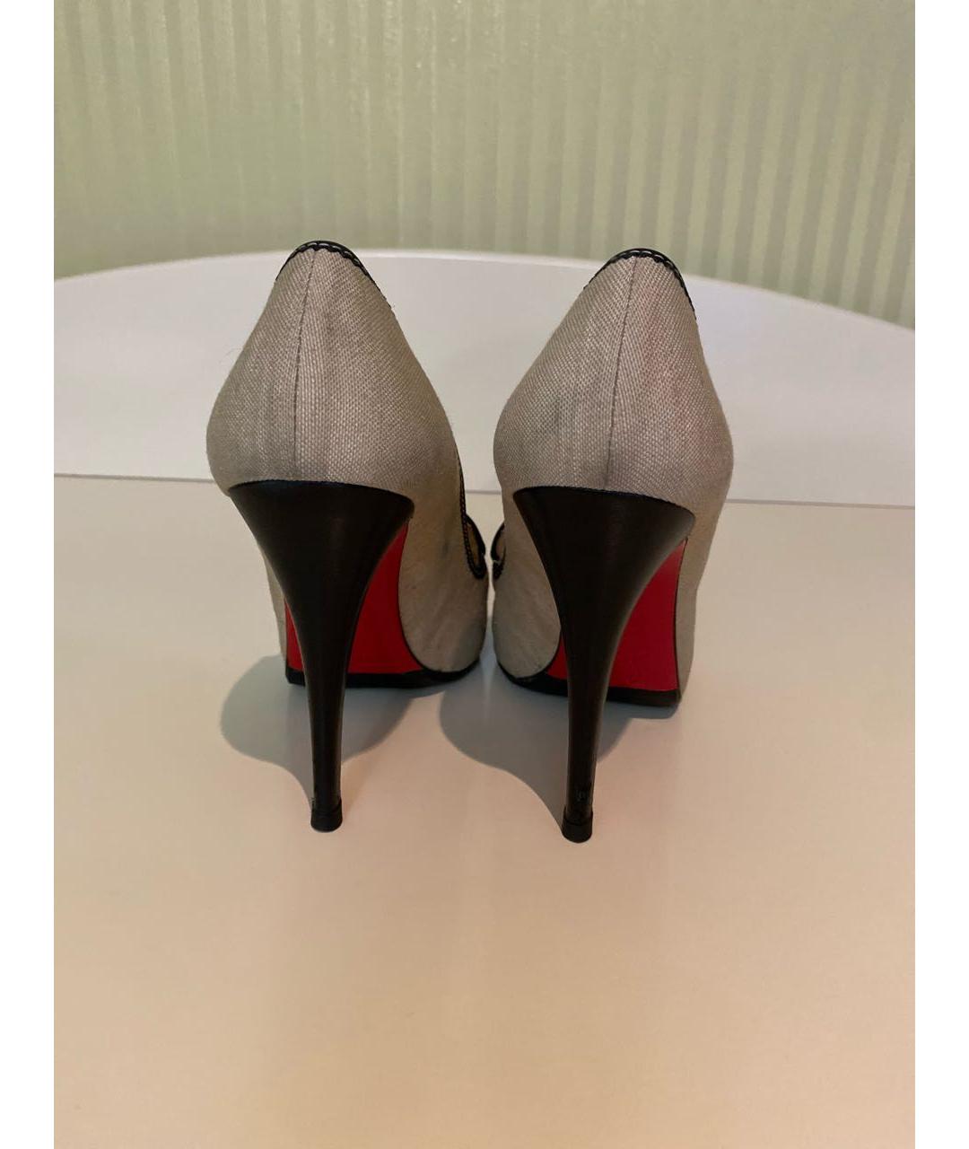 CHRISTIAN LOUBOUTIN Бежевые текстильные туфли, фото 4