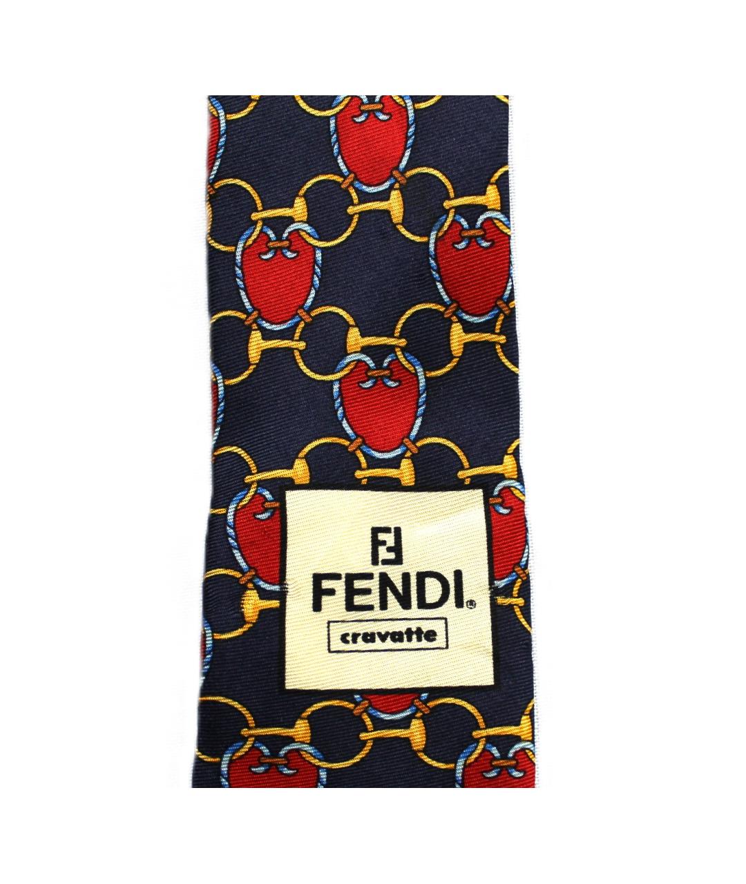 FENDI Темно-синий шелковый галстук, фото 3