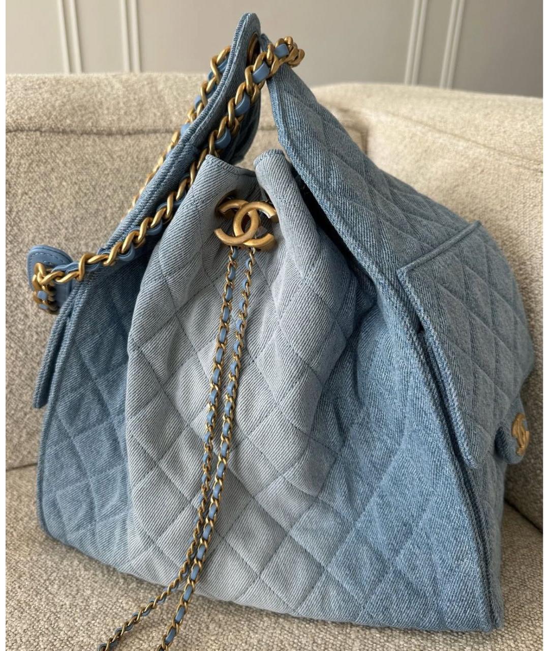 CHANEL Синяя деним сумка тоут, фото 2