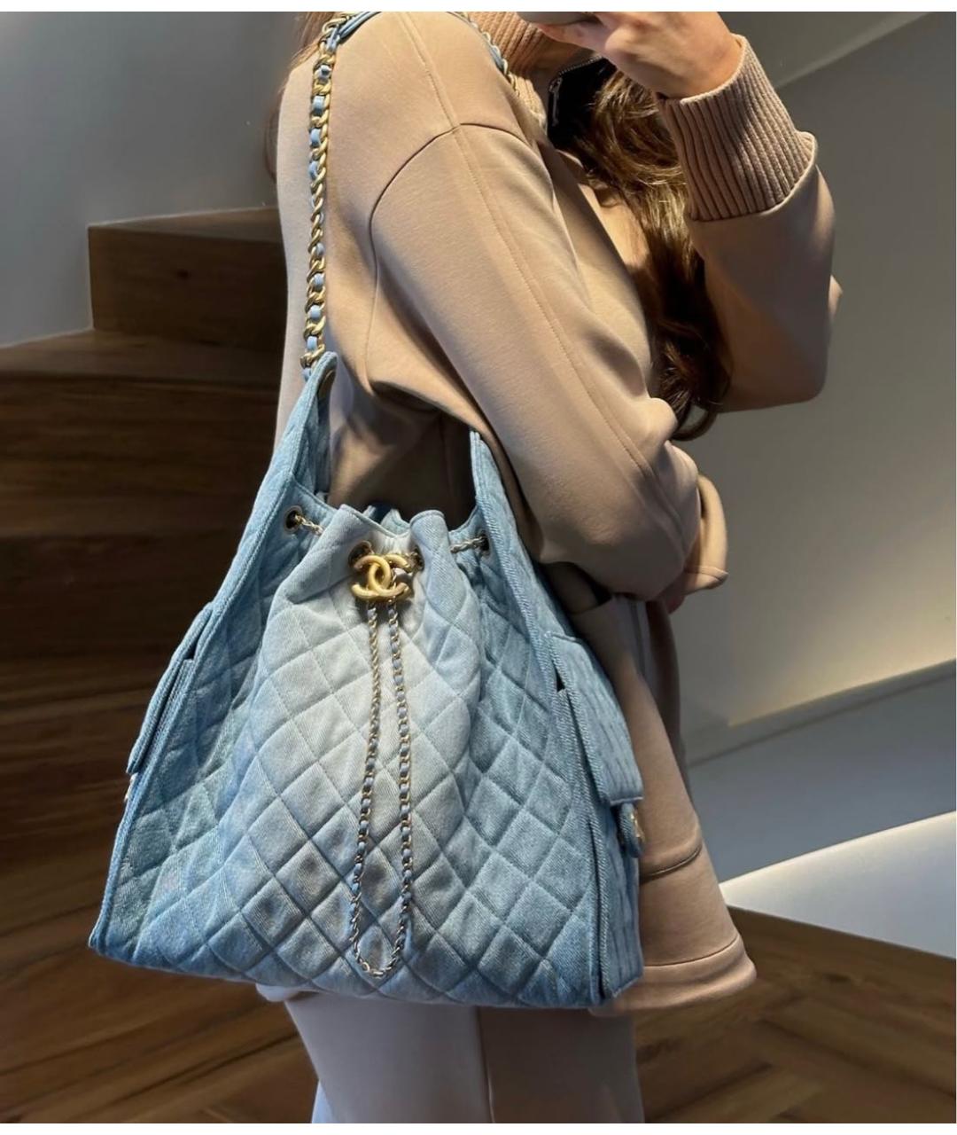 CHANEL Синяя деним сумка тоут, фото 3