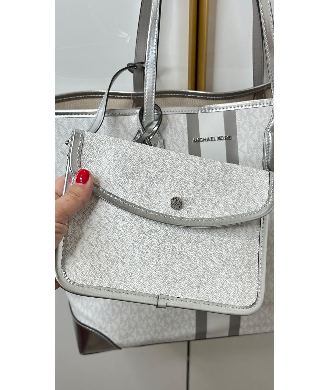 MICHAEL KORS Белая сумка тоут из искусственной кожи, фото 5