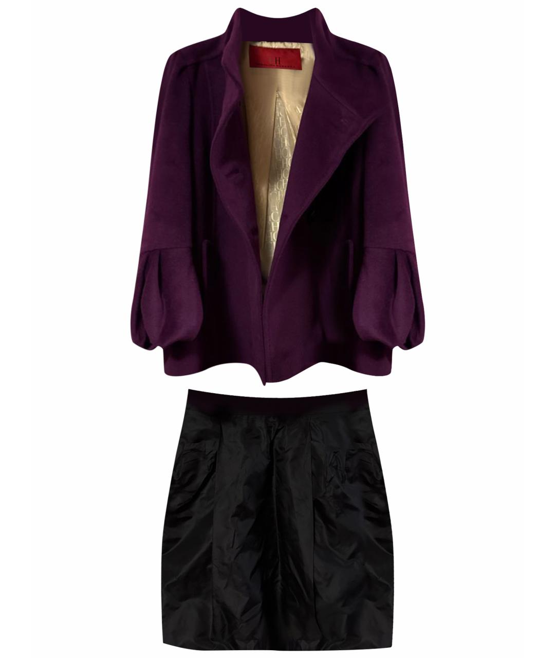 CAROLINA HERRERA Фиолетовый шерстяной костюм с юбками, фото 1