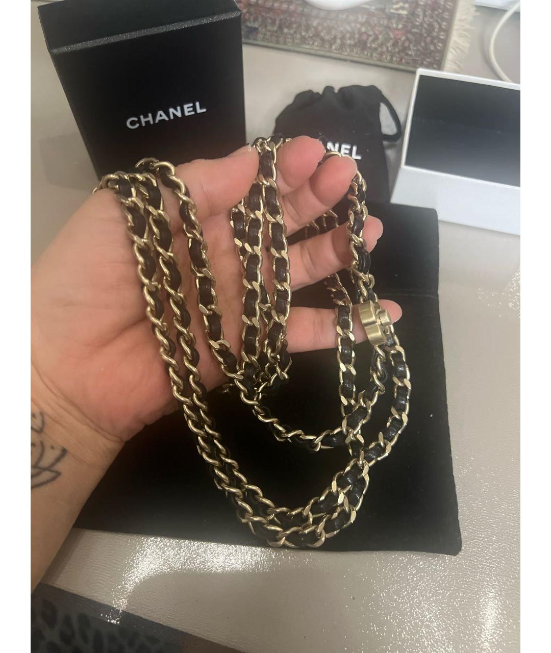 CHANEL Золотой пелетеный ремень, фото 5