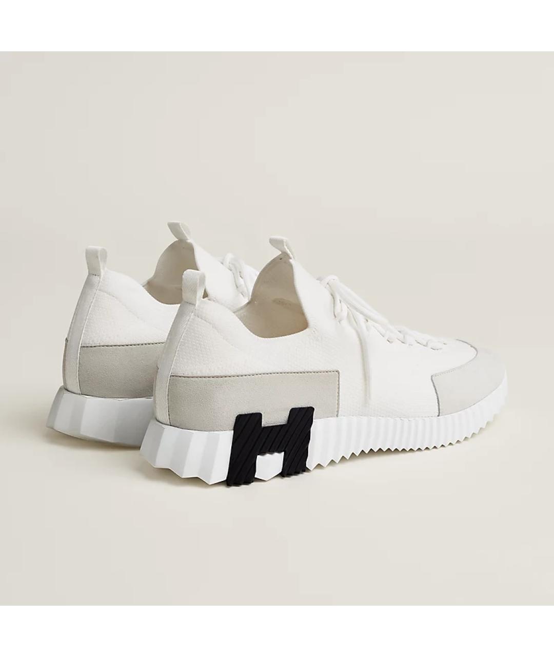 HERMES Белые текстильные низкие кроссовки / кеды, фото 4